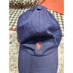 Polo Ralph Lauren Kids Navy Blue Cotton Chino Baseball  Hat Red Pony OS 4-7